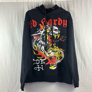Ed Hardy Tiger Dagger Black Hoodie